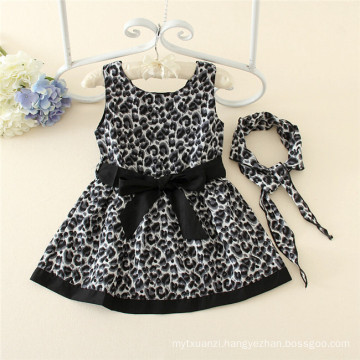 Spring Autumn Kids Wear Girls Black Leopard Print Boutique Dresses For School Children Fashion Clothes